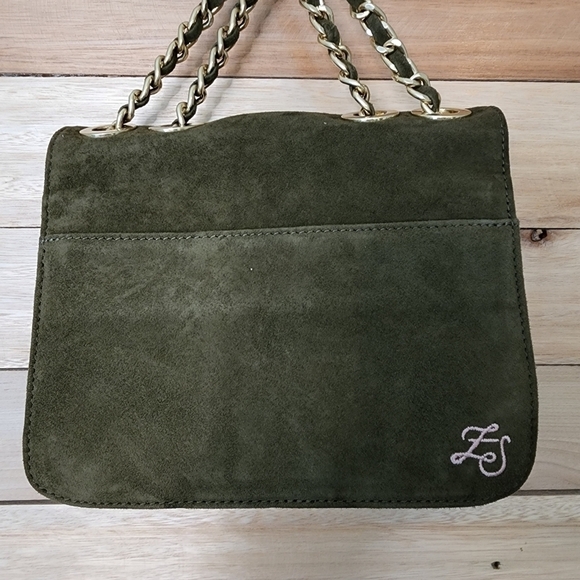 Zac Posen Americana Mini Crossbody Green Velvet Suede Chain - Picture 11 of 15